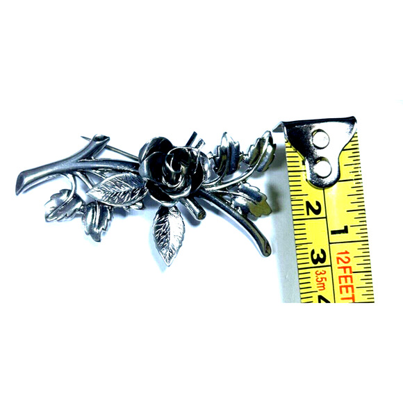 CORO Pegasus Silver Tone 2" Flower Floral Brooch Pin Retro Coquette Vintage - Picture 15 of 15